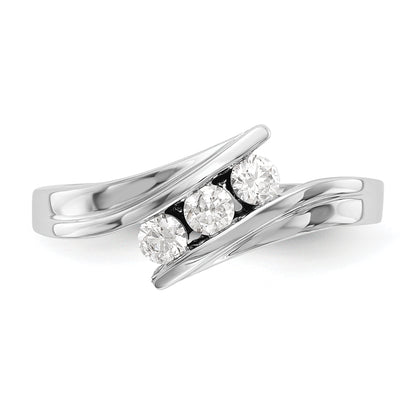 0.33ct. CZ Solid Real 14K White Gold 3-Stone Wedding Band Ring
