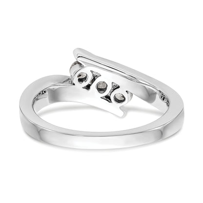 0.33ct. CZ Solid Real 14K White Gold 3-Stone Wedding Band Ring