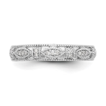14K White Gold Real Diamond Band