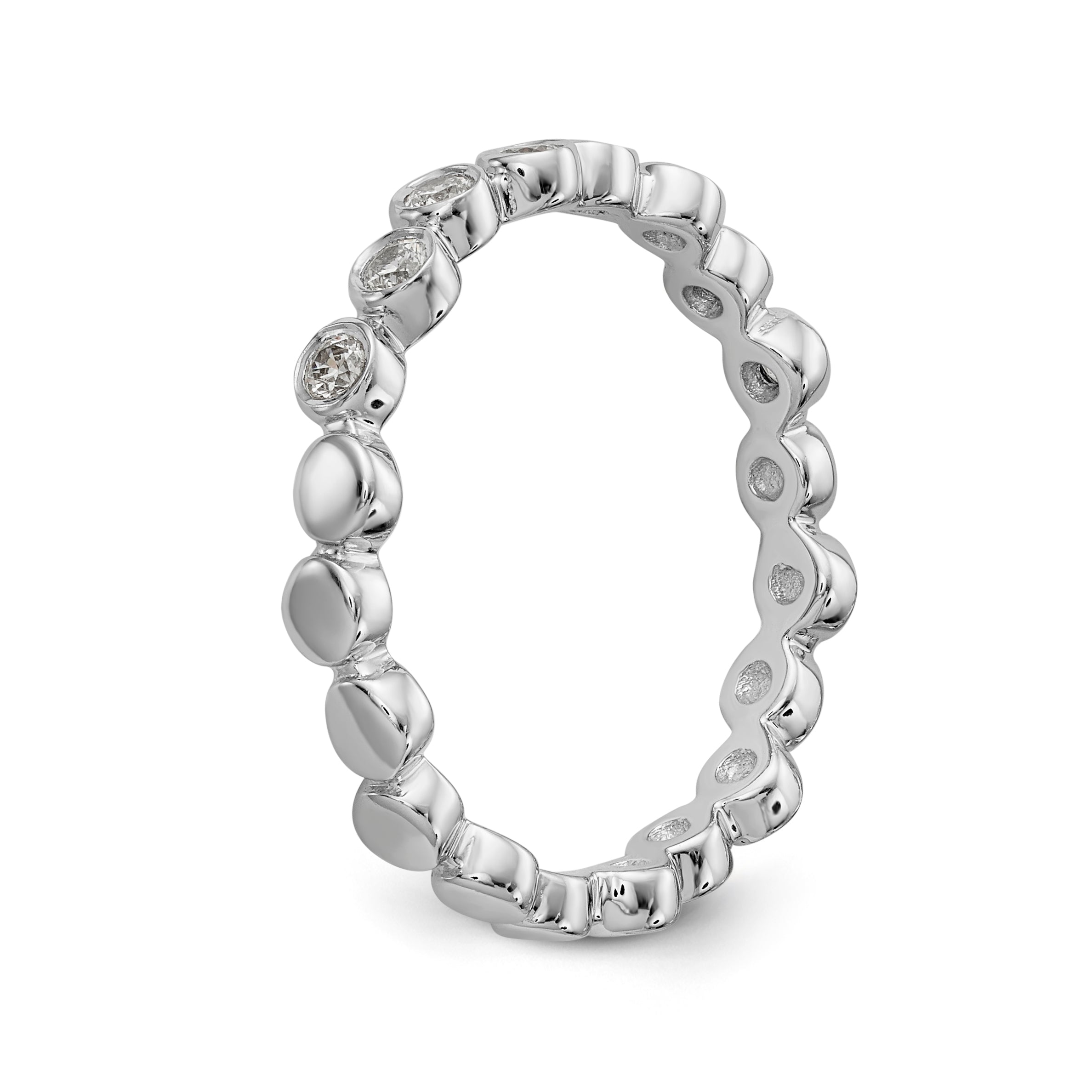 0.24ct. CZ Solid Real 14K White Gold Wedding Band Ring