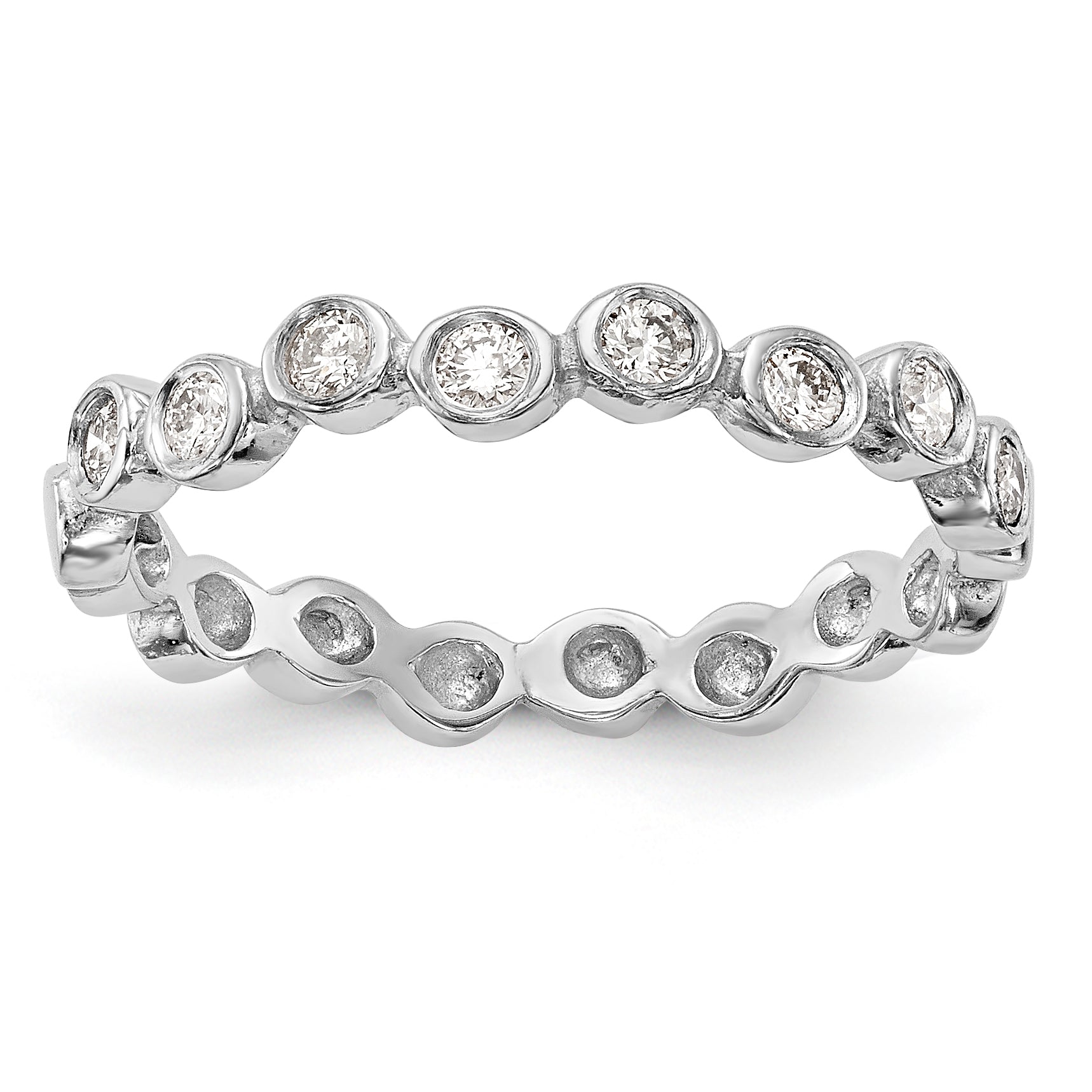 0.24ct. CZ Solid Real 14K White Gold Wedding Band Ring