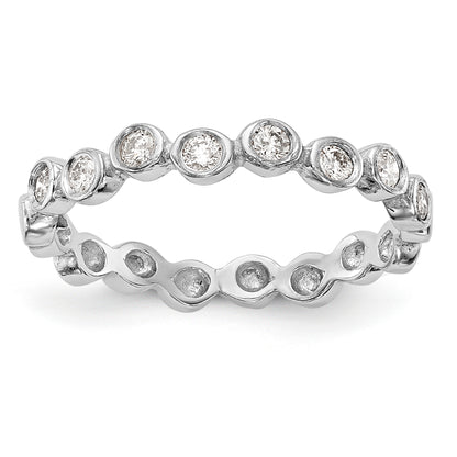 0.24ct. CZ Solid Real 14K White Gold Wedding Band Ring