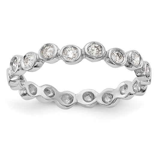 0.24ct. CZ Solid Real 14K White Gold Wedding Band Ring
