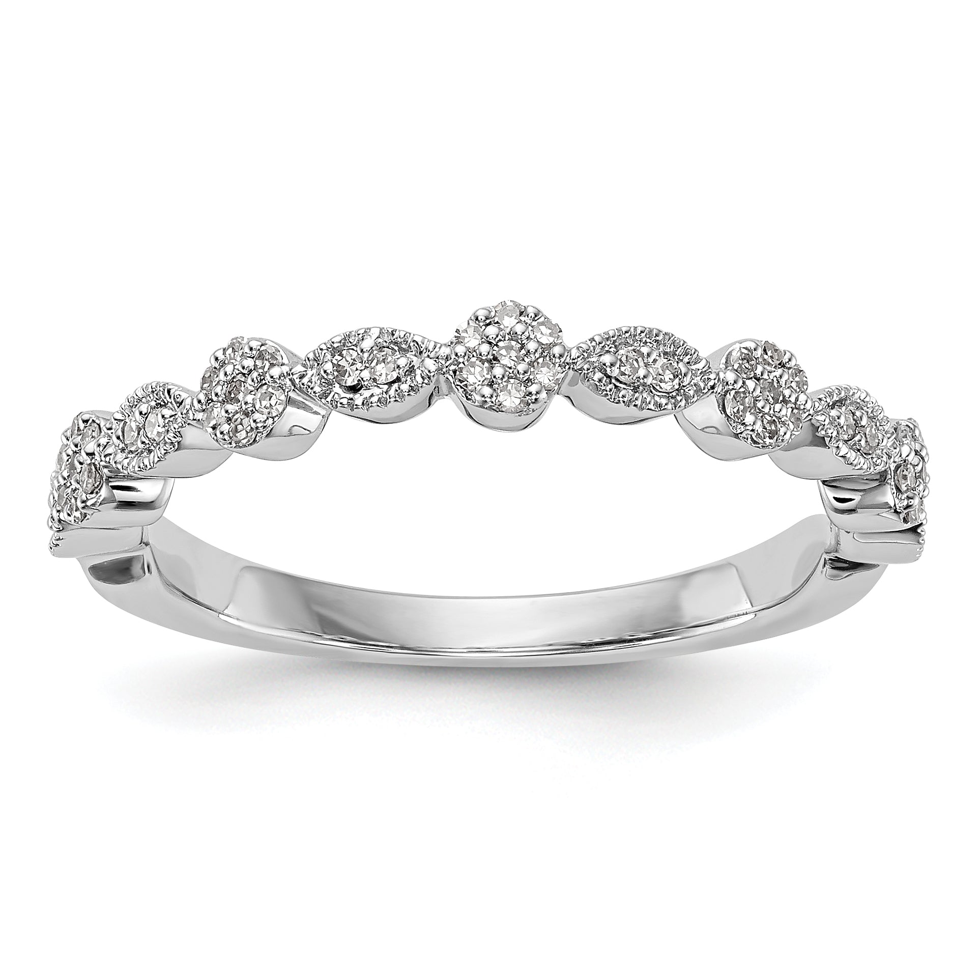 0.15ct. CZ Solid Real 14K White Gold Wedding Band Ring