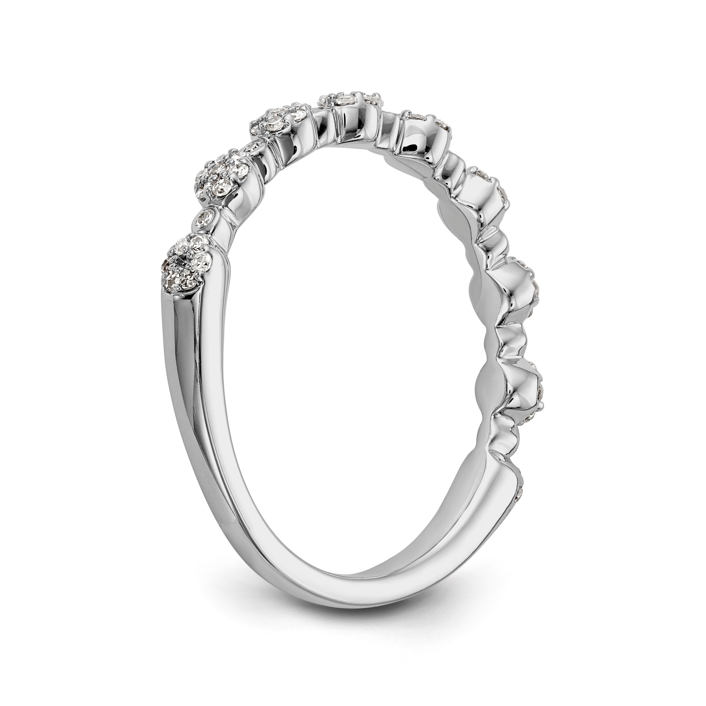 0.24ct. CZ Solid Real 14K White Gold Wedding Band Ring