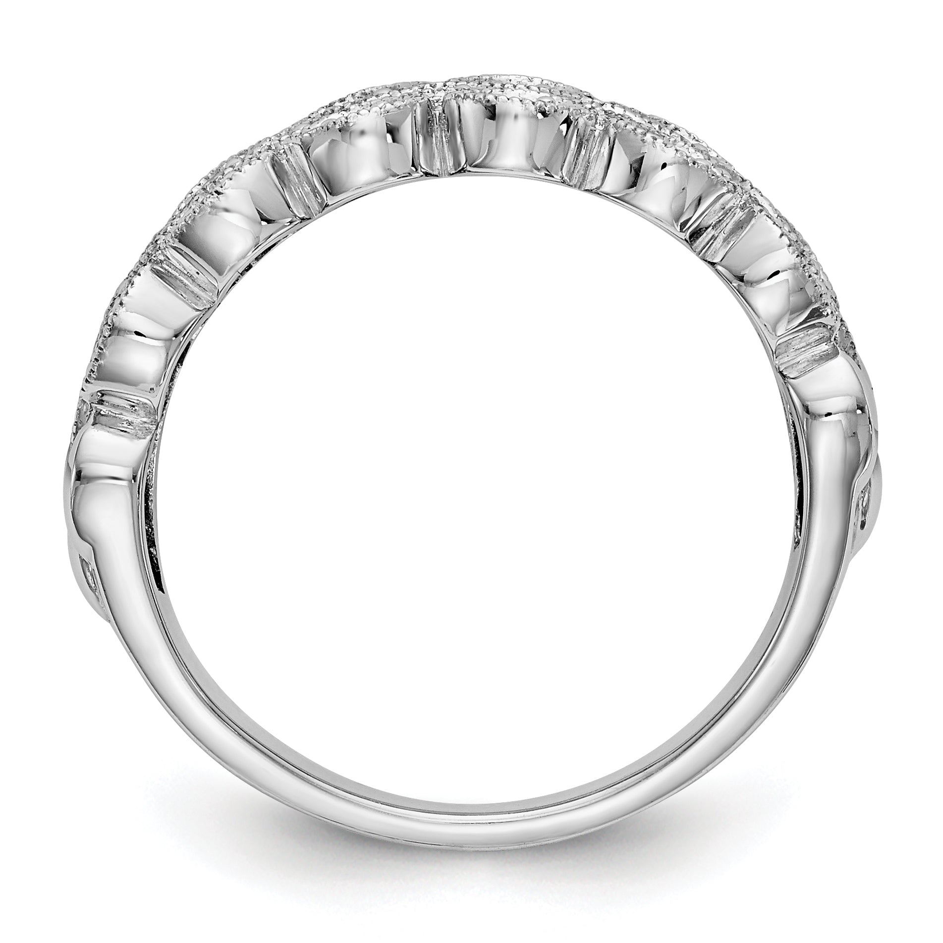 0.19ct. CZ Solid Real 14K White Gold Wedding Band Ring