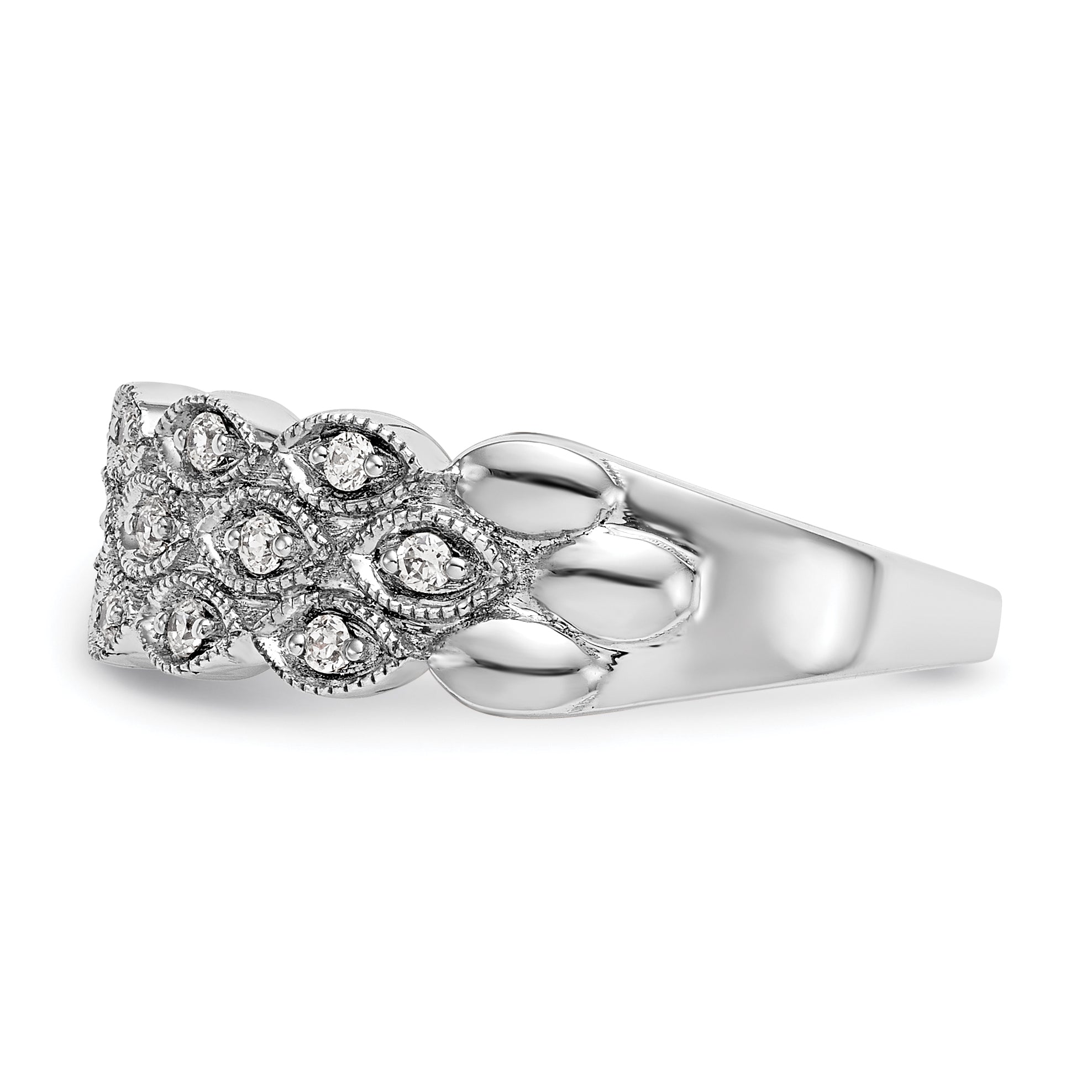 0.19ct. CZ Solid Real 14K White Gold Wedding Band Ring