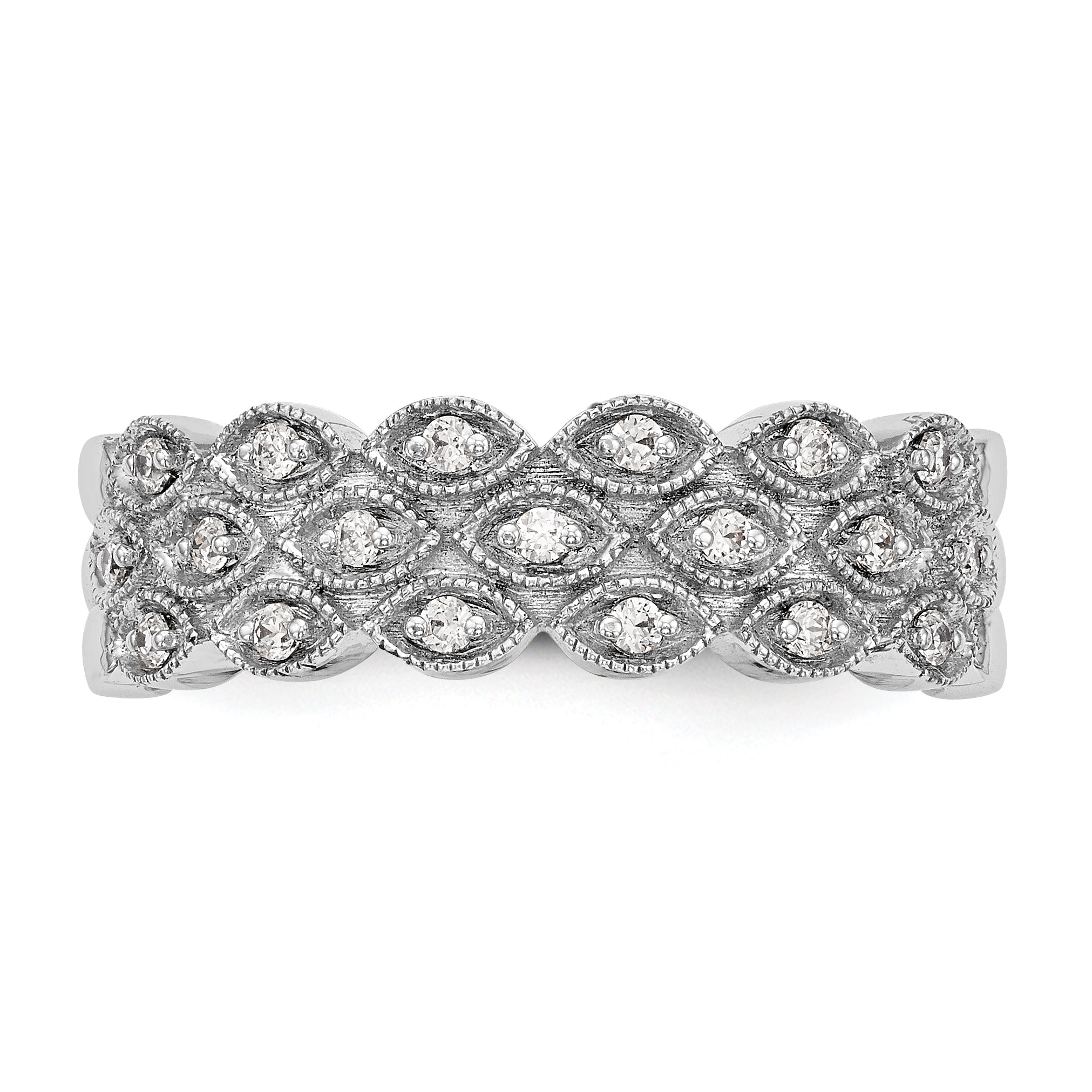 0.19ct. CZ Solid Real 14K White Gold Wedding Band Ring