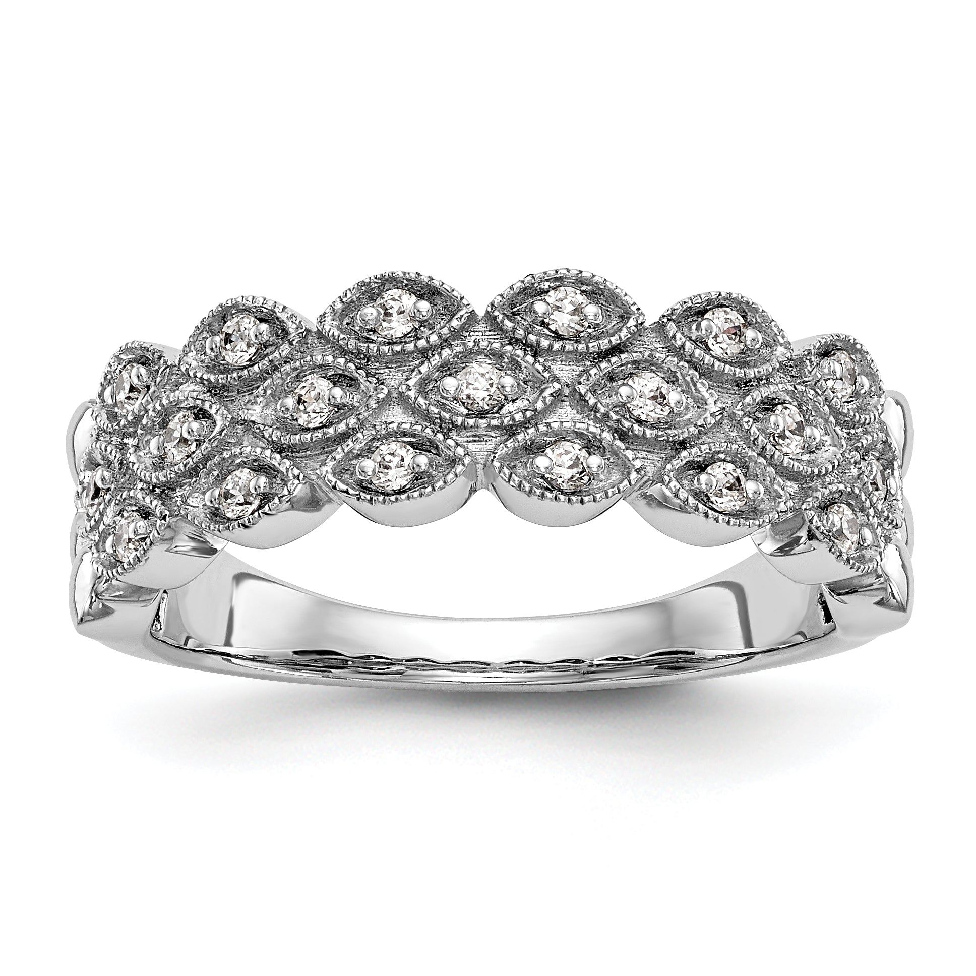 0.19ct. CZ Solid Real 14K White Gold Wedding Band Ring