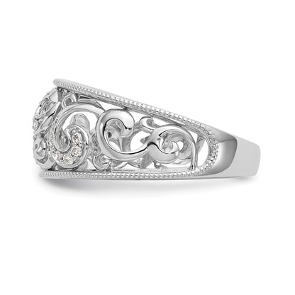 14K White Gold Real Diamond Band