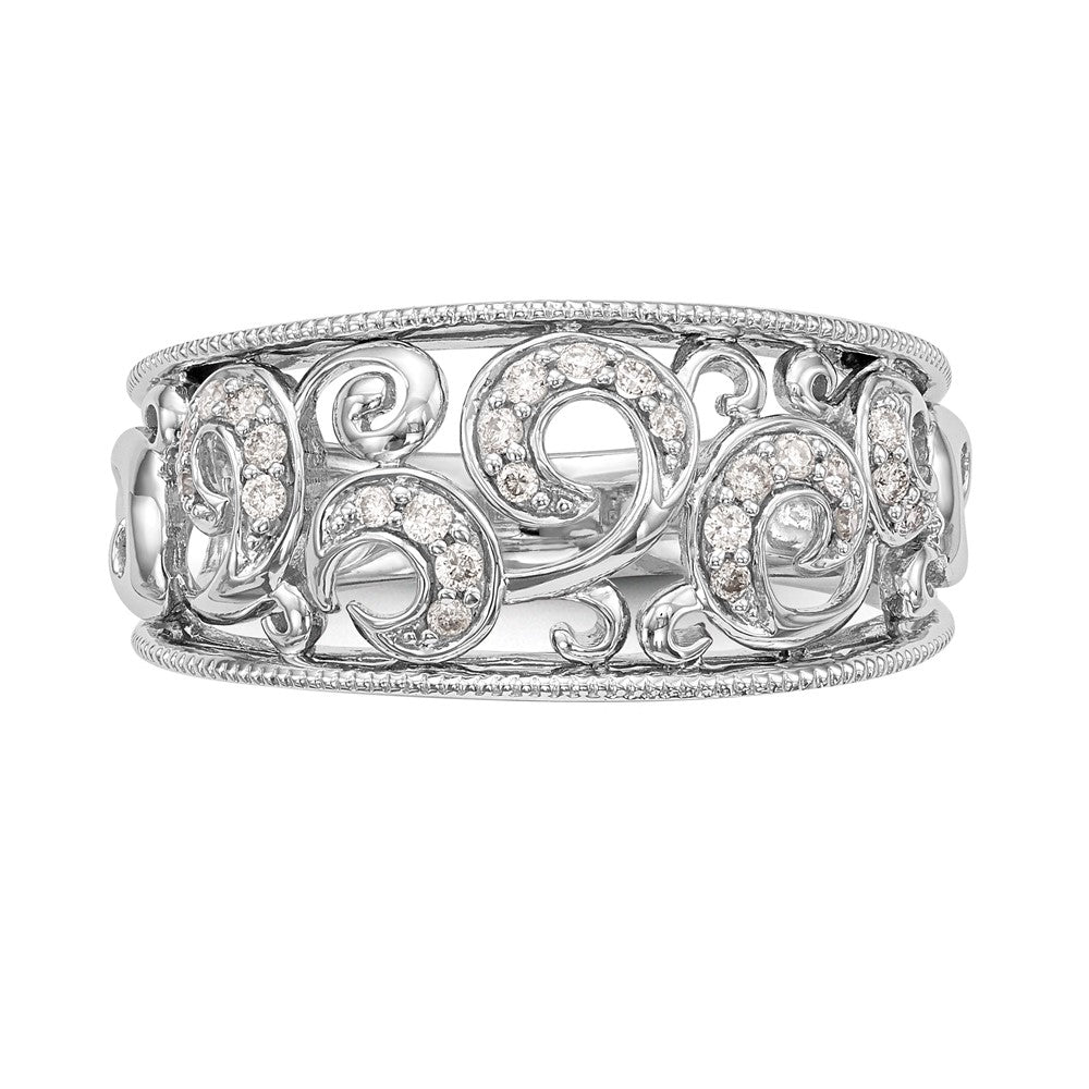 14K White Gold Real Diamond Band
