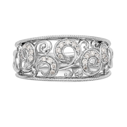 14K White Gold Real Diamond Band