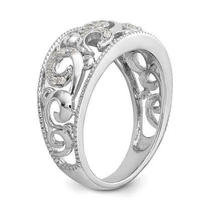 14K White Gold Real Diamond Band