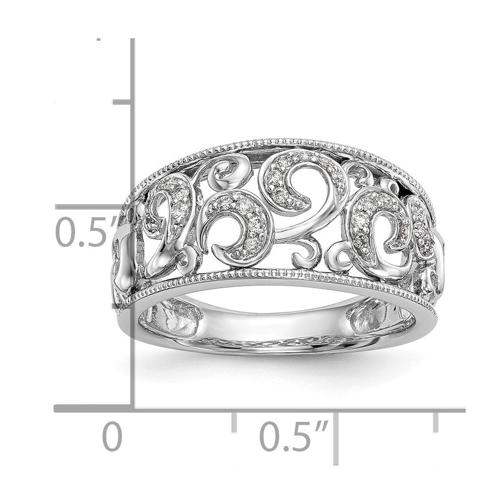 14K White Gold Real Diamond Band