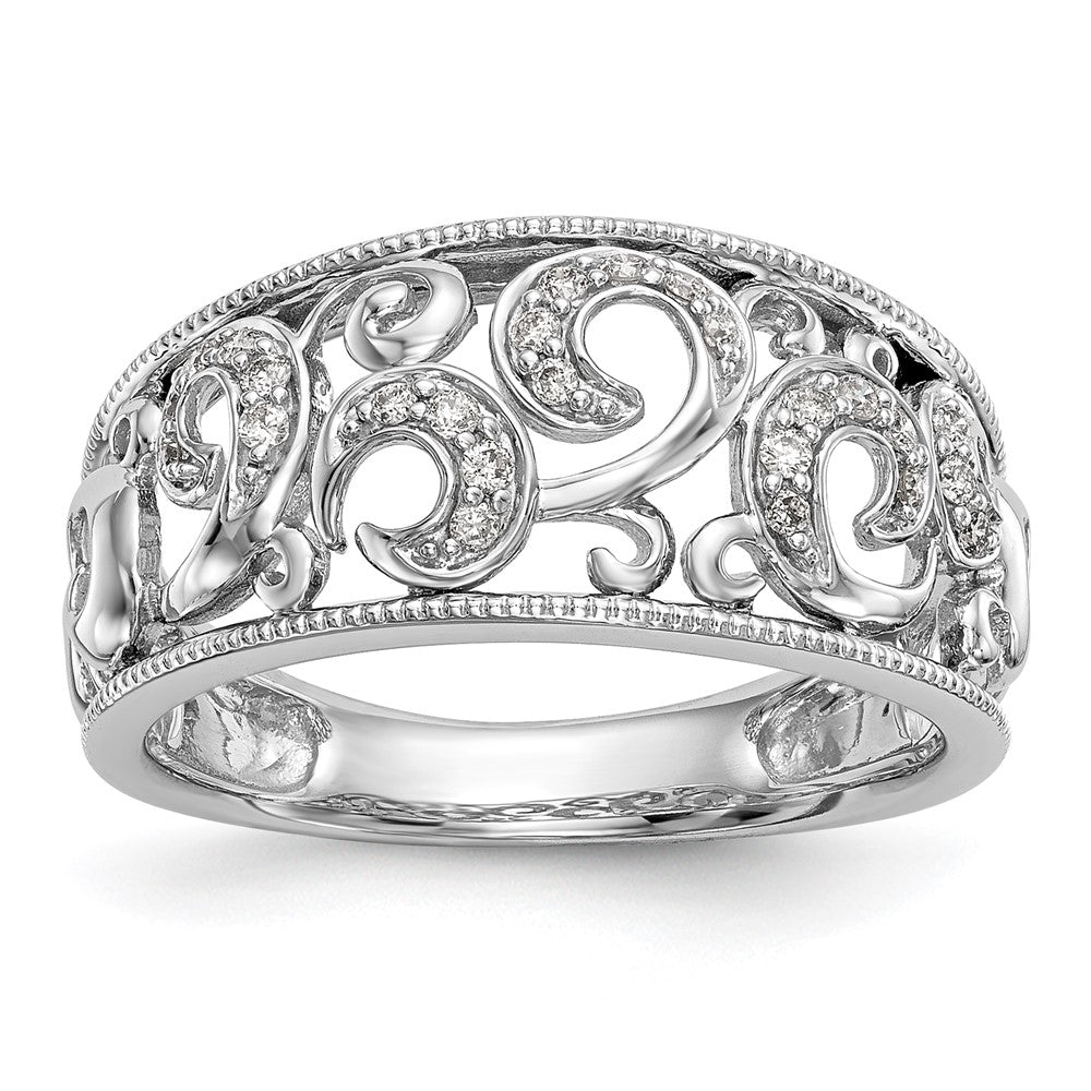 14K White Gold Real Diamond Band