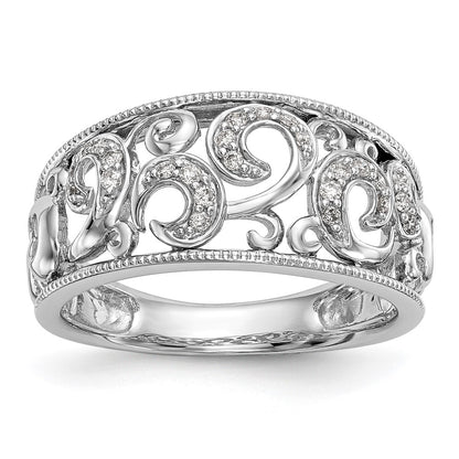 14K White Gold Real Diamond Band