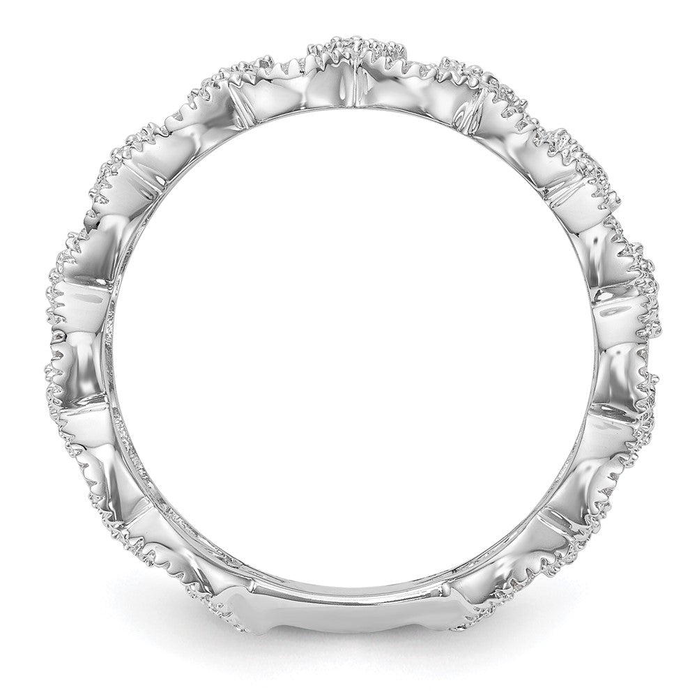 14K White Gold Real Diamond Band