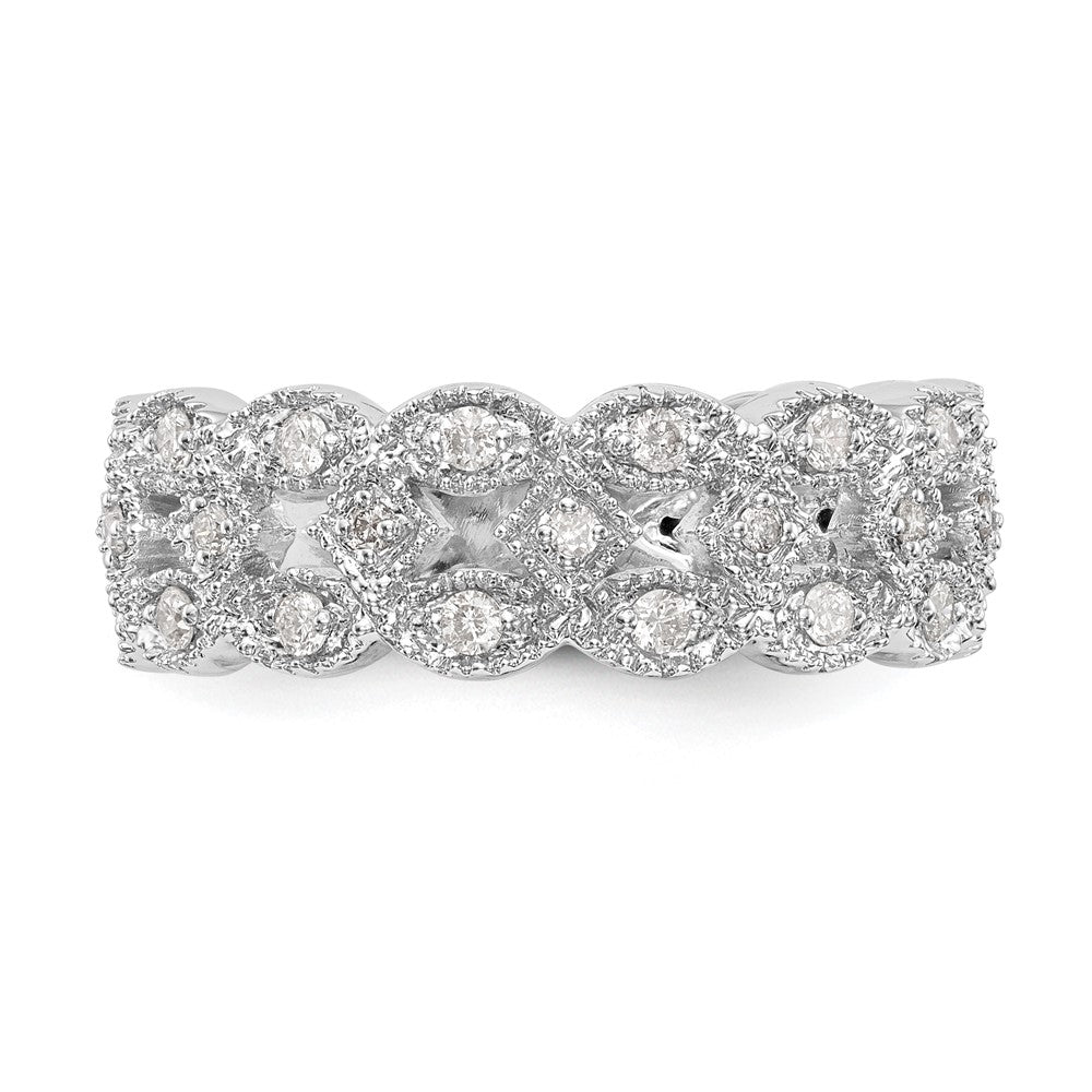 14K White Gold Real Diamond Band
