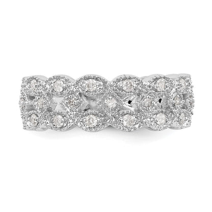 14K White Gold Real Diamond Band