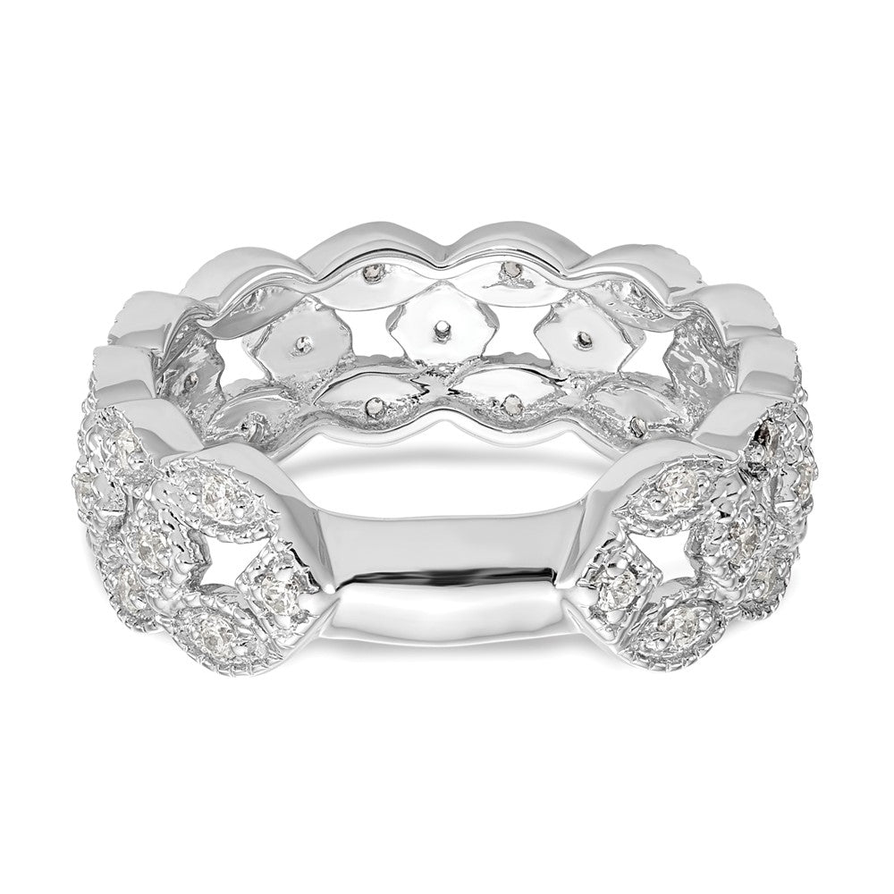 14K White Gold Real Diamond Band