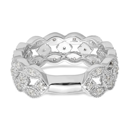 14K White Gold Real Diamond Band