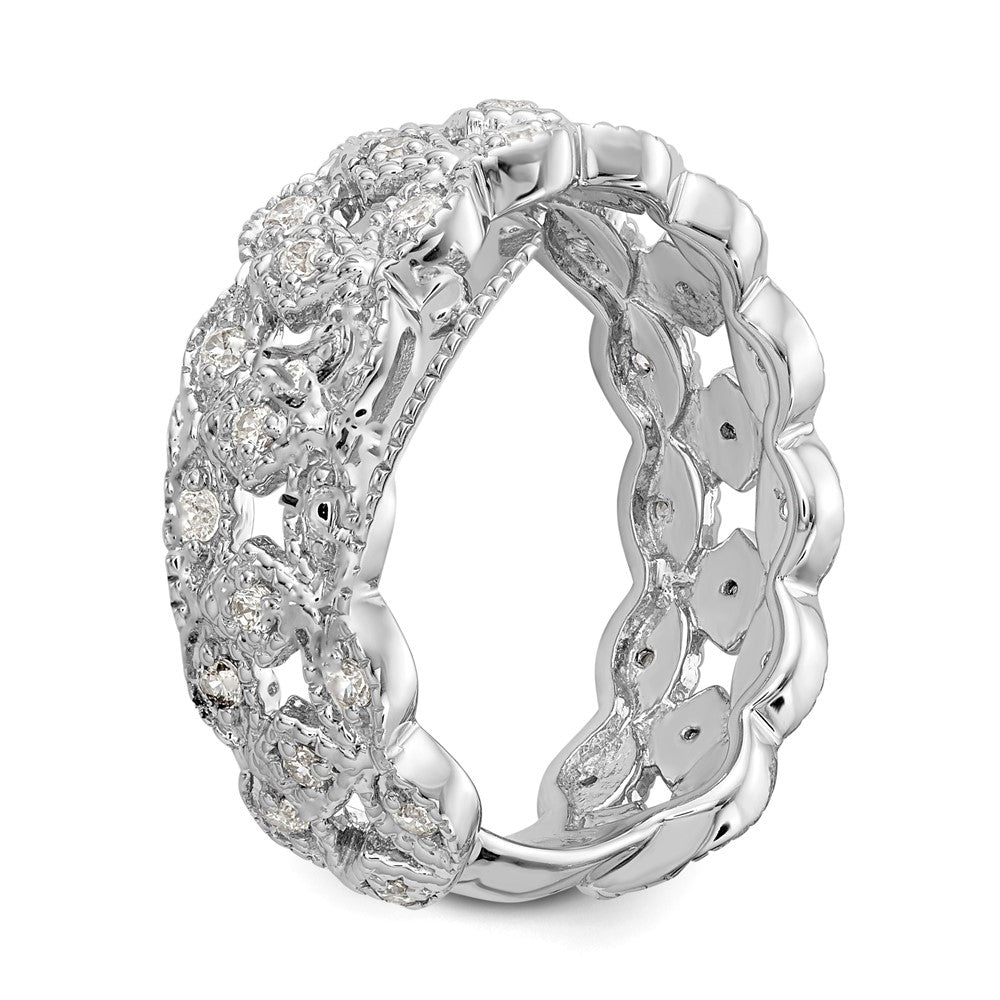 14K White Gold Real Diamond Band