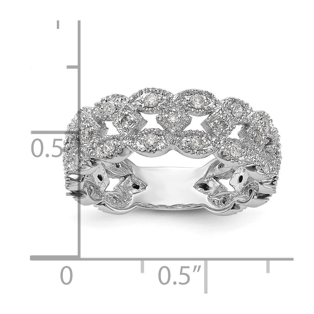 14K White Gold Real Diamond Band