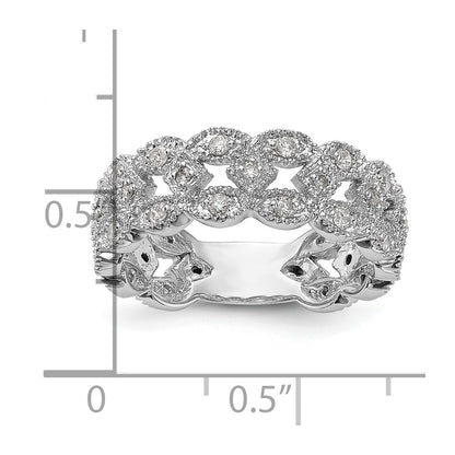 14K White Gold Real Diamond Band