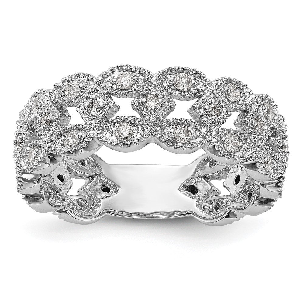 14K White Gold Real Diamond Band