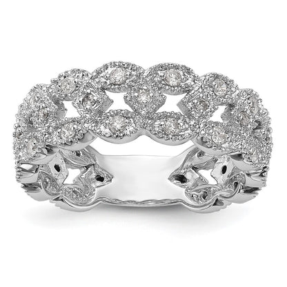 14K White Gold Real Diamond Band