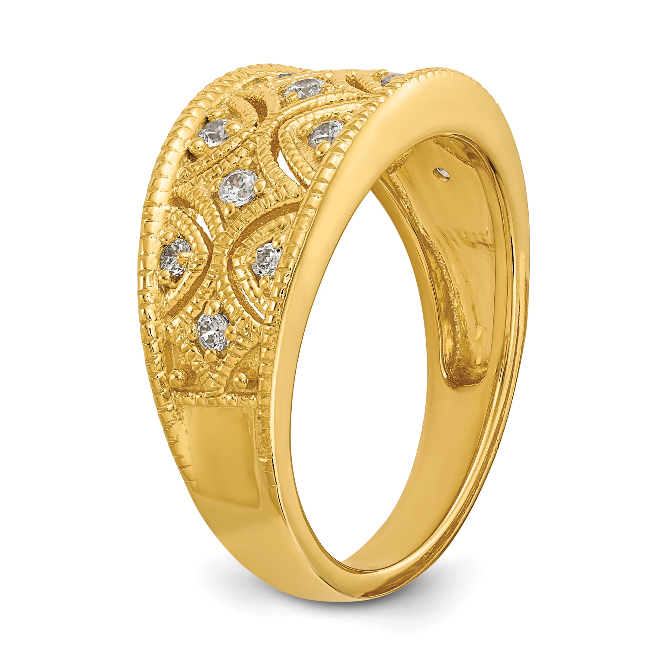 0.25ct. CZ Solid Real 14K Wedding Band Ring