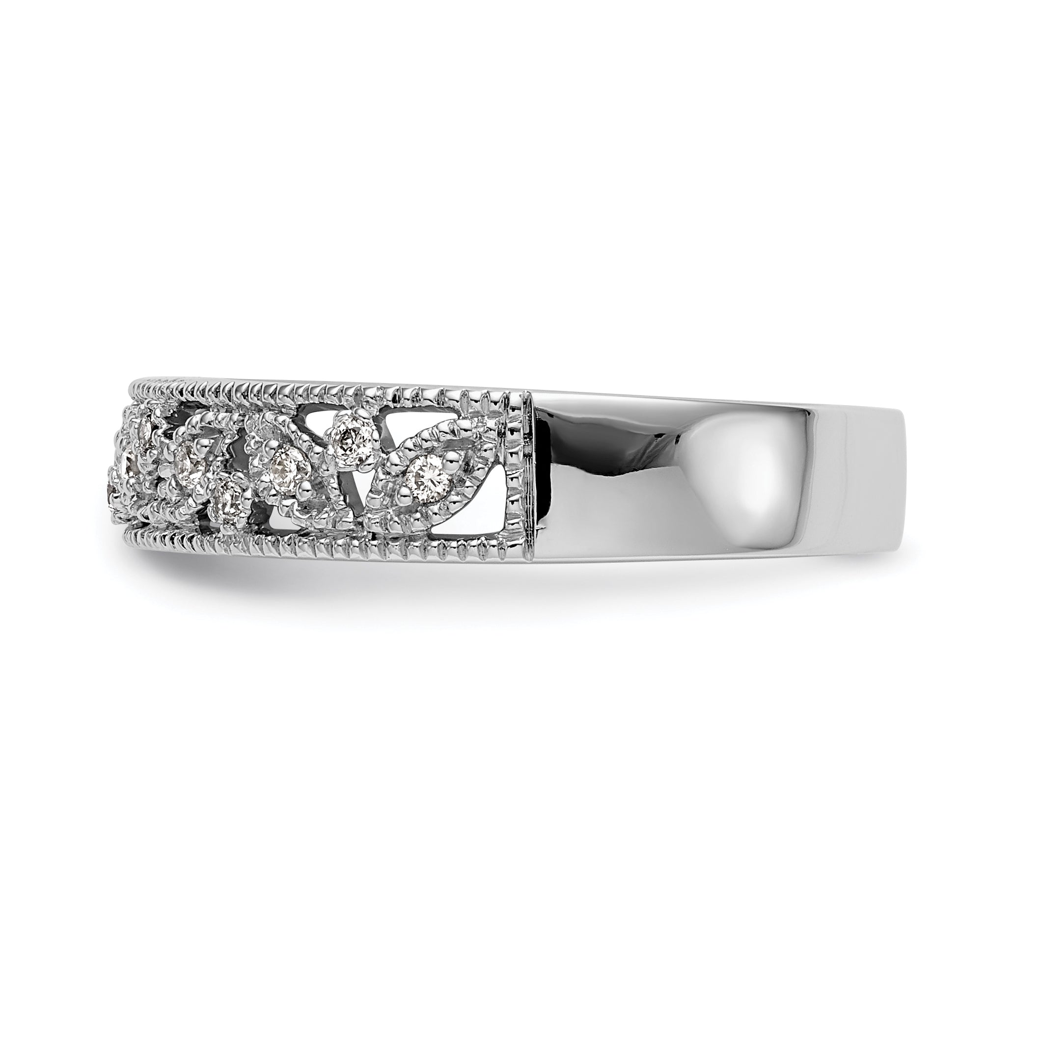 0.13ct. CZ Solid Real 14K White Gold Wedding Band Ring