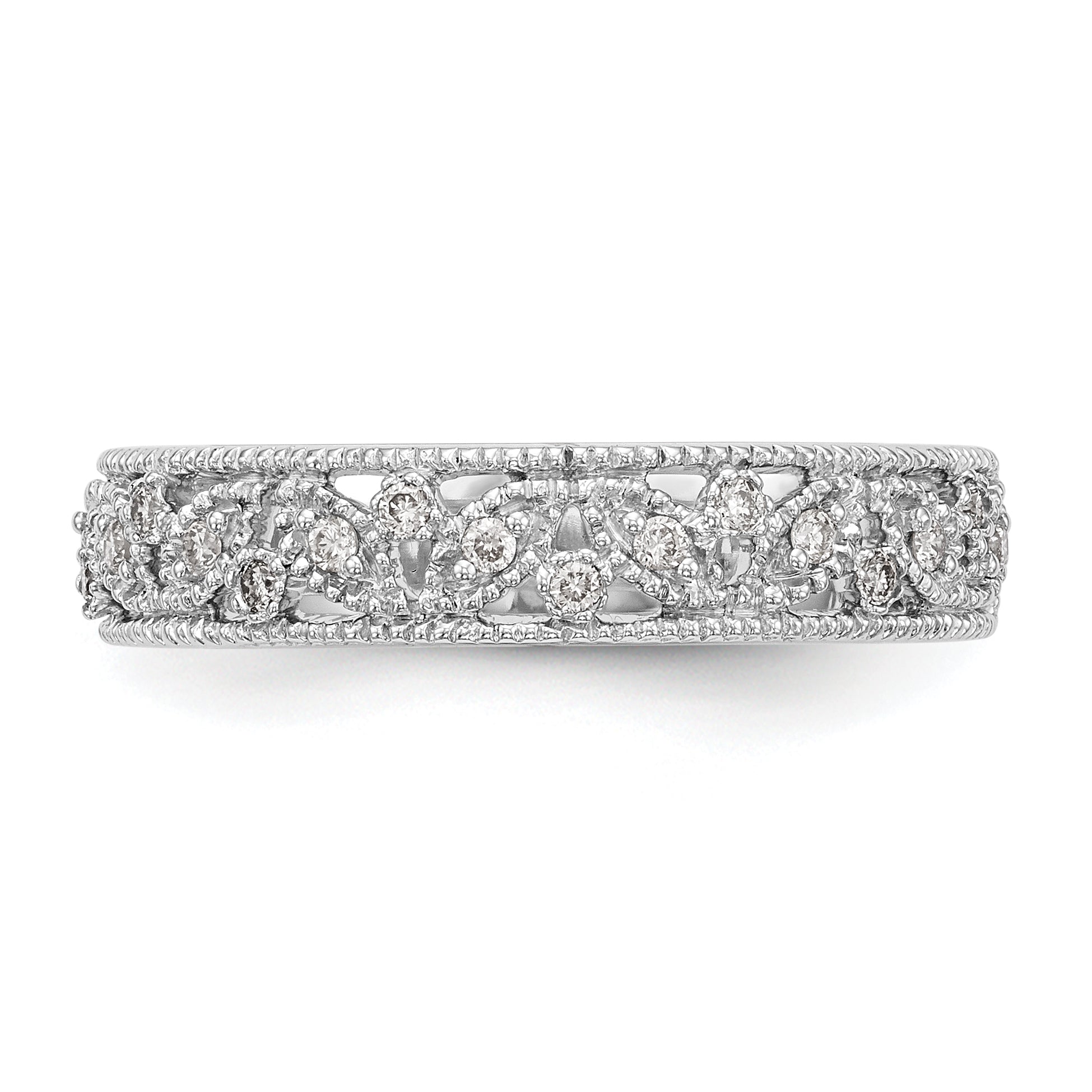 0.13ct. CZ Solid Real 14K White Gold Wedding Band Ring