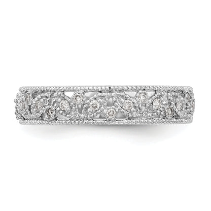 0.13ct. CZ Solid Real 14K White Gold Wedding Band Ring