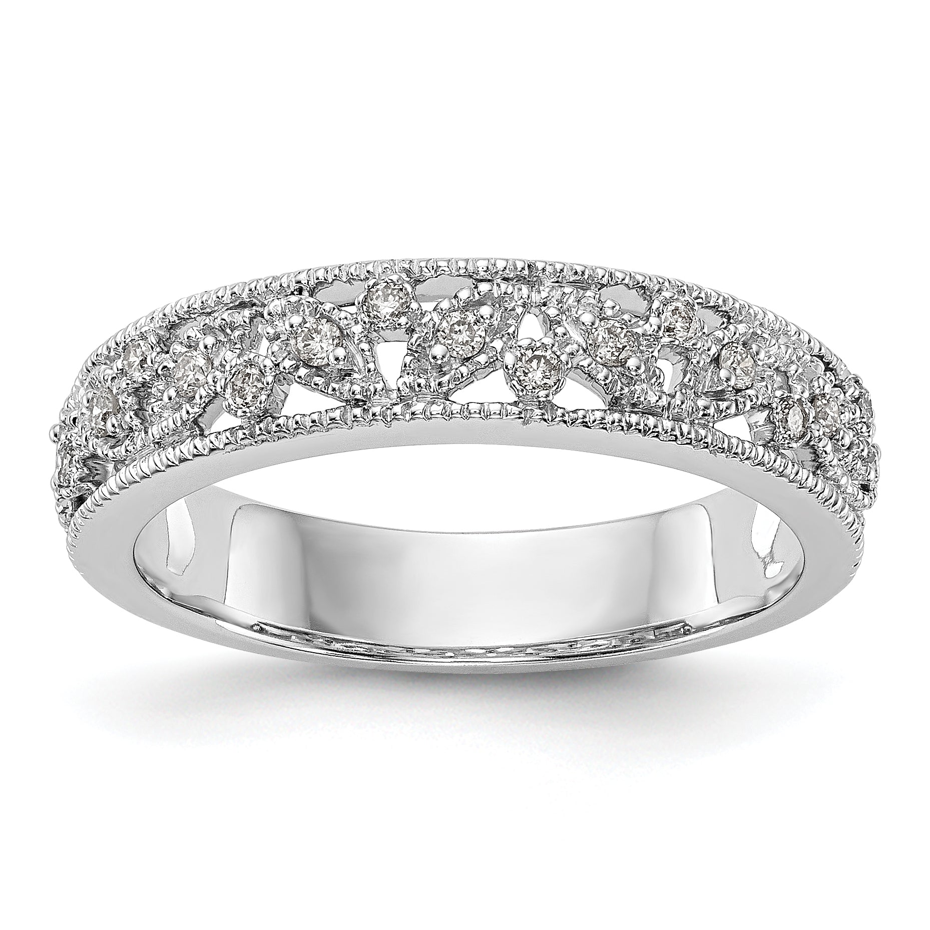 0.13ct. CZ Solid Real 14K White Gold Wedding Band Ring