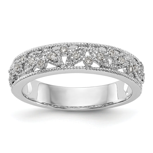 0.13ct. CZ Solid Real 14K White Gold Wedding Band Ring