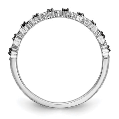 14K White Gold Black Real Diamond Band
