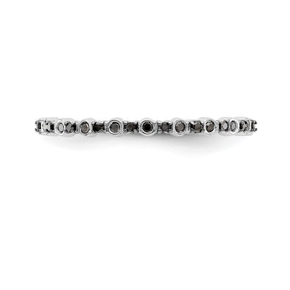 14K White Gold Black Real Diamond Band