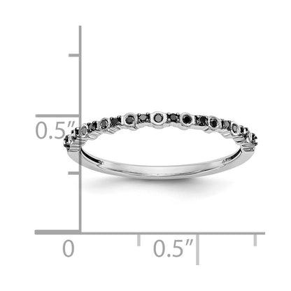 14K White Gold Black Real Diamond Band