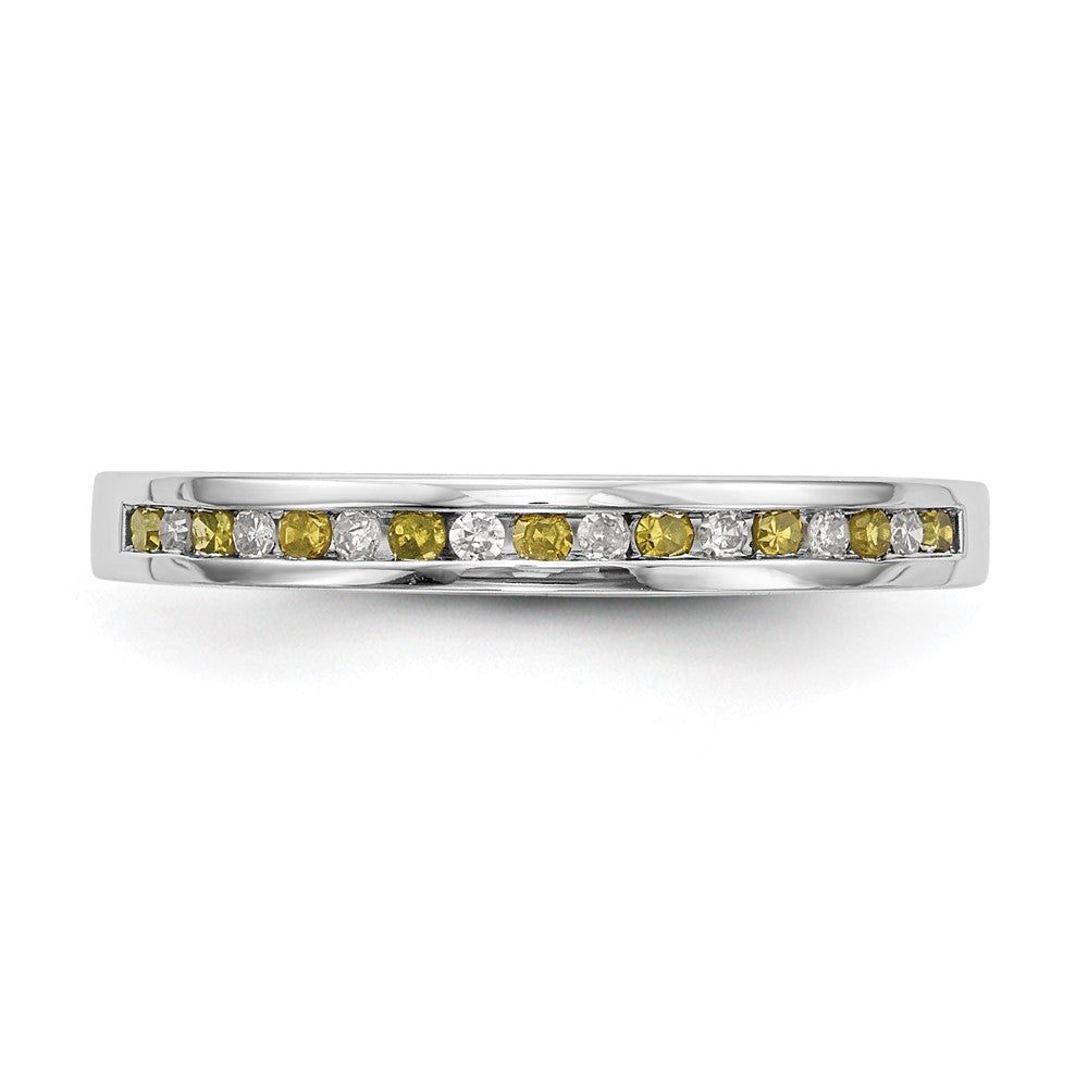 14k White Gold Yellow & White Real Diamond Band