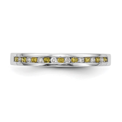 14k White Gold Yellow & White Real Diamond Band