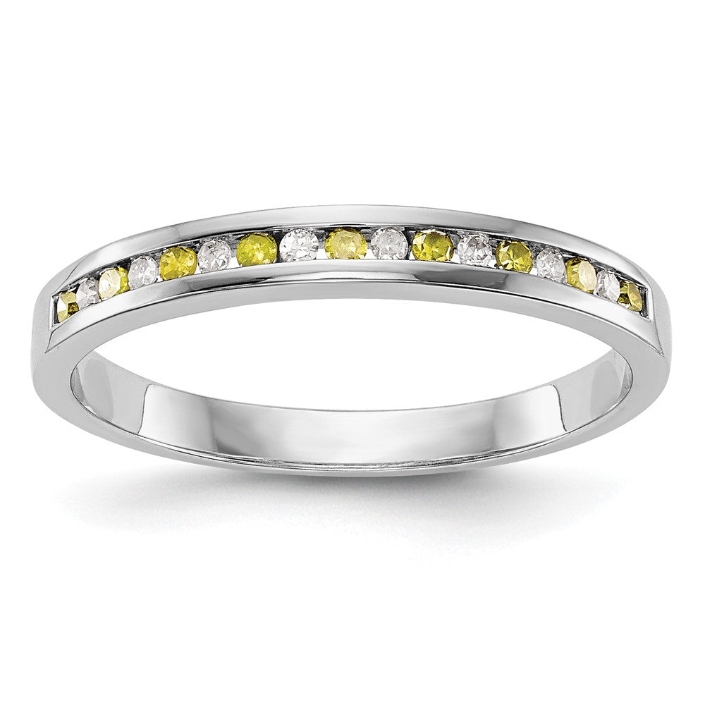 14k White Gold Yellow & White Real Diamond Band