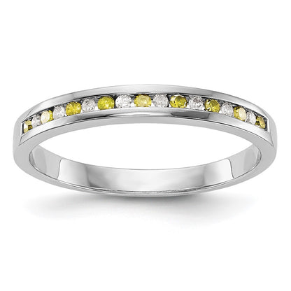 14k White Gold Yellow & White Real Diamond Band