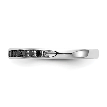14K White Gold Black Real Diamond Band