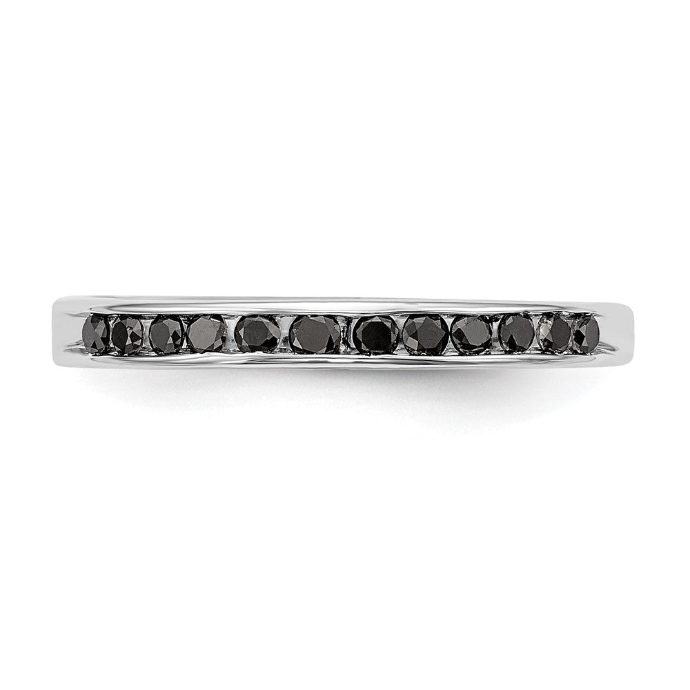 14K White Gold Black Real Diamond Band