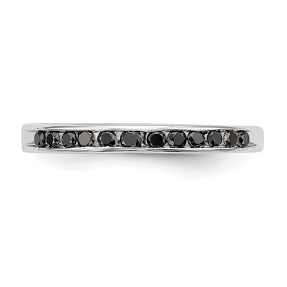 14K White Gold Black Real Diamond Band