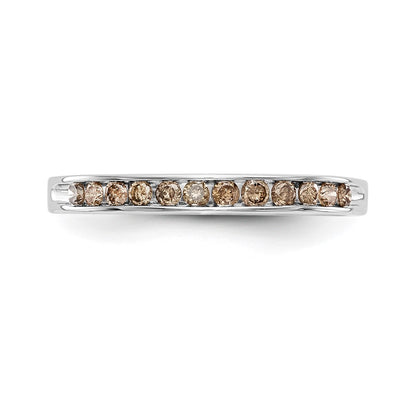 14k White Gold Champagne Real Diamond Band