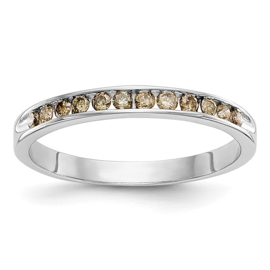 14k White Gold Champagne Real Diamond Band