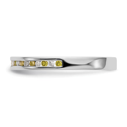 14k White Gold Yellow & White Real Diamond Band