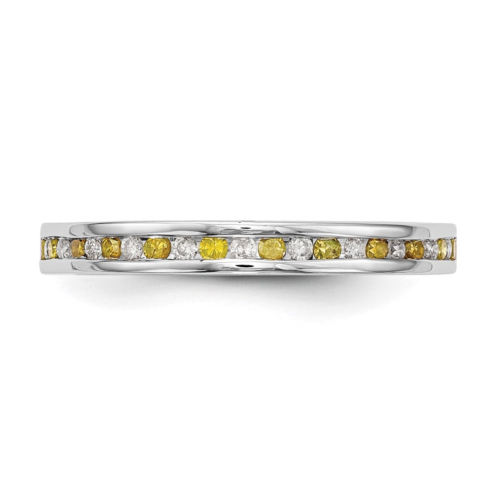 14k White Gold Yellow & White Real Diamond Band